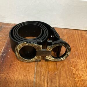 Salvatore Ferragamo Black Belt with Brown Accents